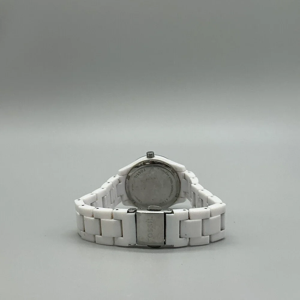 Fossil ES2437 Womens Watch 31mm MOP Ceramic Crystals Date New Battery 6.75